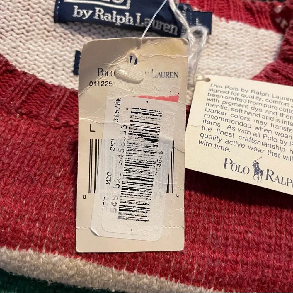 Polo Ralph Lauren Vintage Striped Long Sleeve Sweater NWT Unisex Size Large - Picture 5 of 7